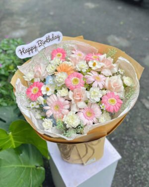 Hoa bó mix tone bánh bèo xinh yêu - 1004