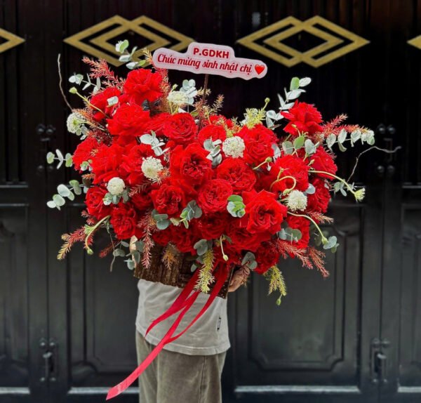 Giỏ hoa Ohara đỏ sang trọng