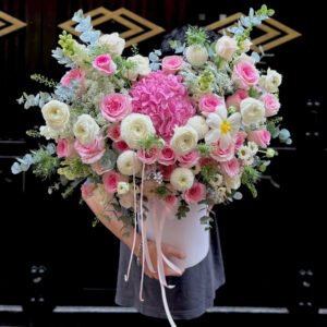 Giỏ Hoa Tú Cầu Mix Sang Trọng - Tiem Hoa Luvina