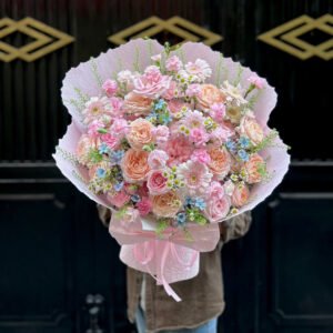 Tone Hồng Mix Nhiều Hoa Giấy Xé Xịn - Tiem Hoa Luvina