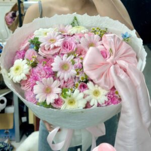 Hồng mix giấy xịn nơ to - Anh 2 - Tiem Hoa Luvina